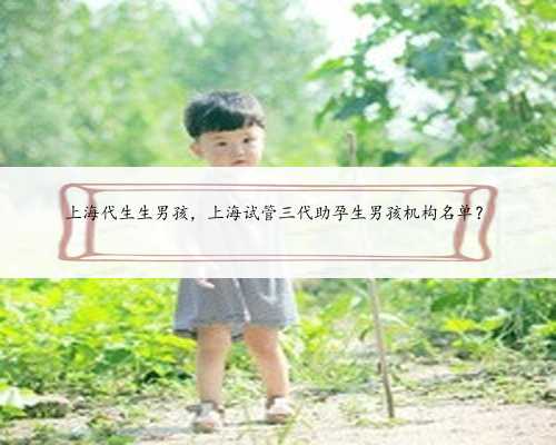 上海代生生男孩，上海试管三代助孕生男孩机构名单？